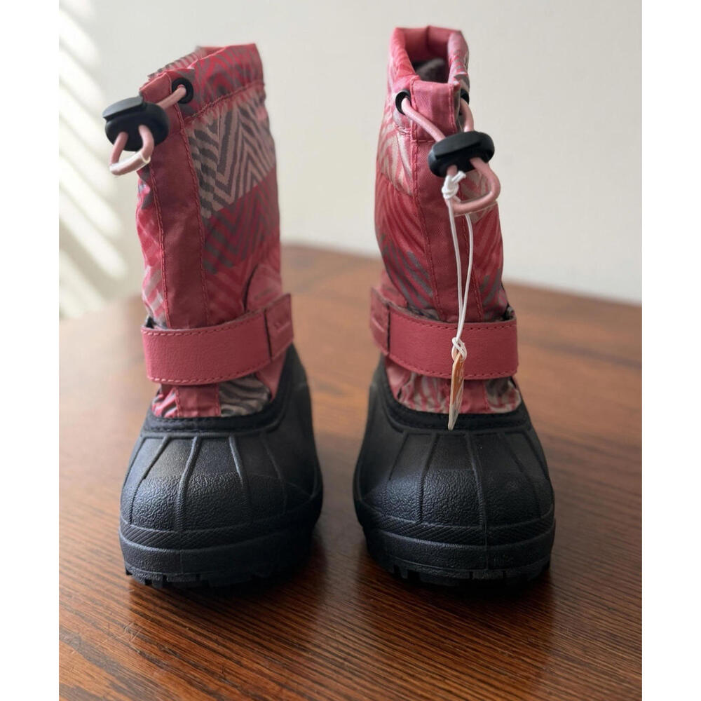 Columbia Baby Girls Size 9 Powderbug Pink Black Waterproof Snow Boots Rain